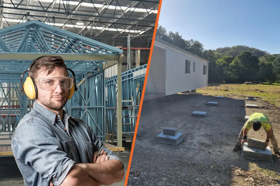 Modular community housing factory production and site preparation happening at the same time