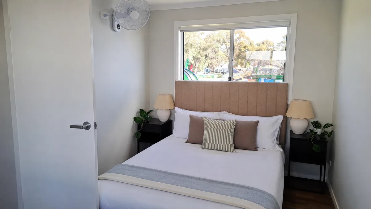 Clean worker accommodation prepared for seasonal farm workers.