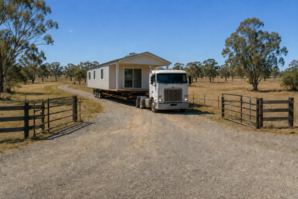 Modular delivery site checklist showing clear farm access for a modular unit