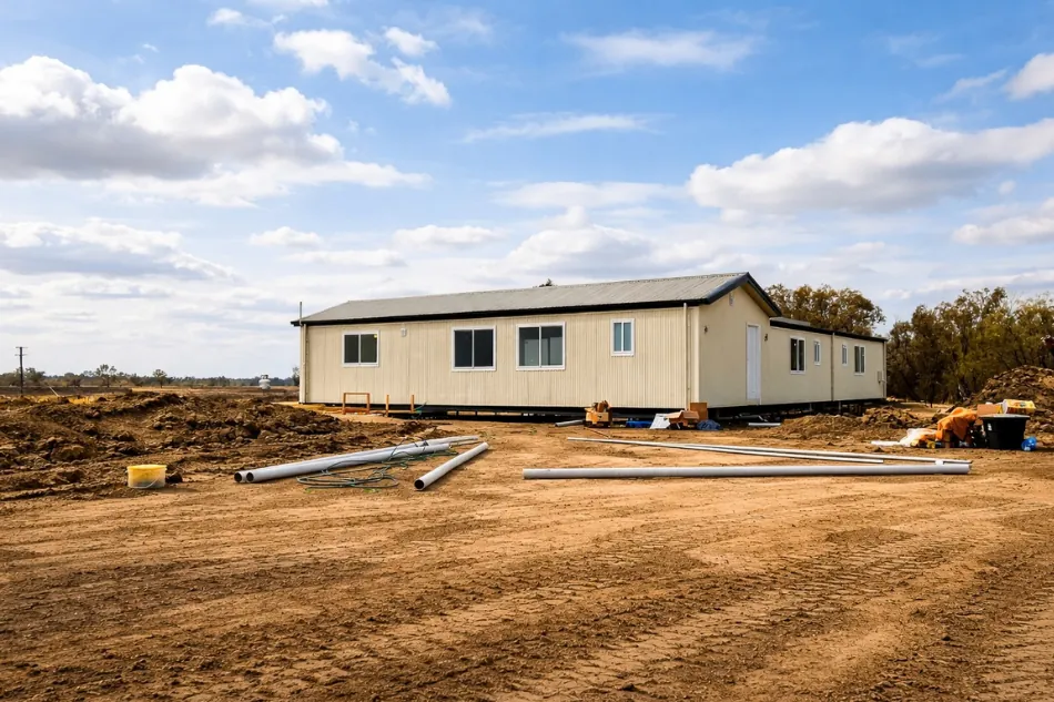 Site preparation and service routes for multiple modular housing units.
